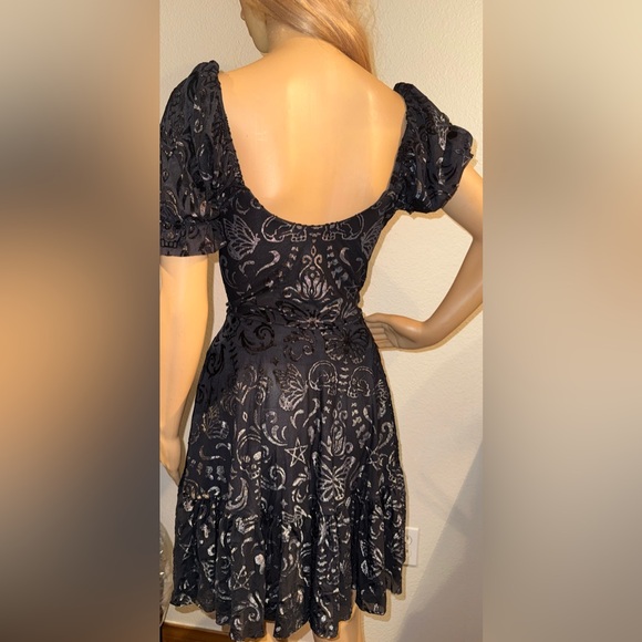 NWT BlackMilk Burned Velvet Skull Butterfly Garden Corseted Dress in Pewter L - Picture 8 of 10